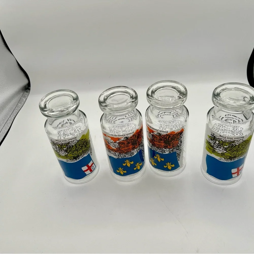 Set of 4 Vintage Flag Glasses with Fleur-de-lis and Naval Flags